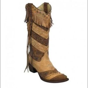 Corral Women's Two Tone Stripes & Fringe Snip